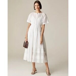 NWT!! J. CREW Pintuck Shirt Dress Cotton Voile White Shirtdress Preppy Medium